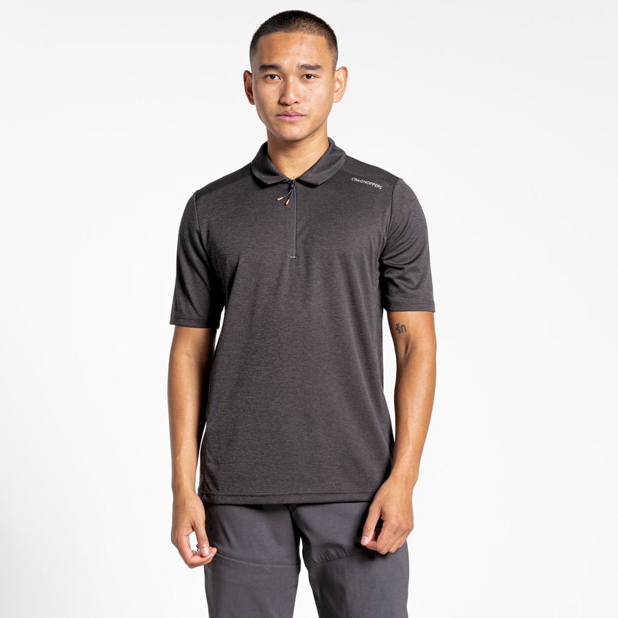 Black Craghoppers NosiLife Pro Active Short Sleeved Polo Men's T-Shirts | BEB7142NL