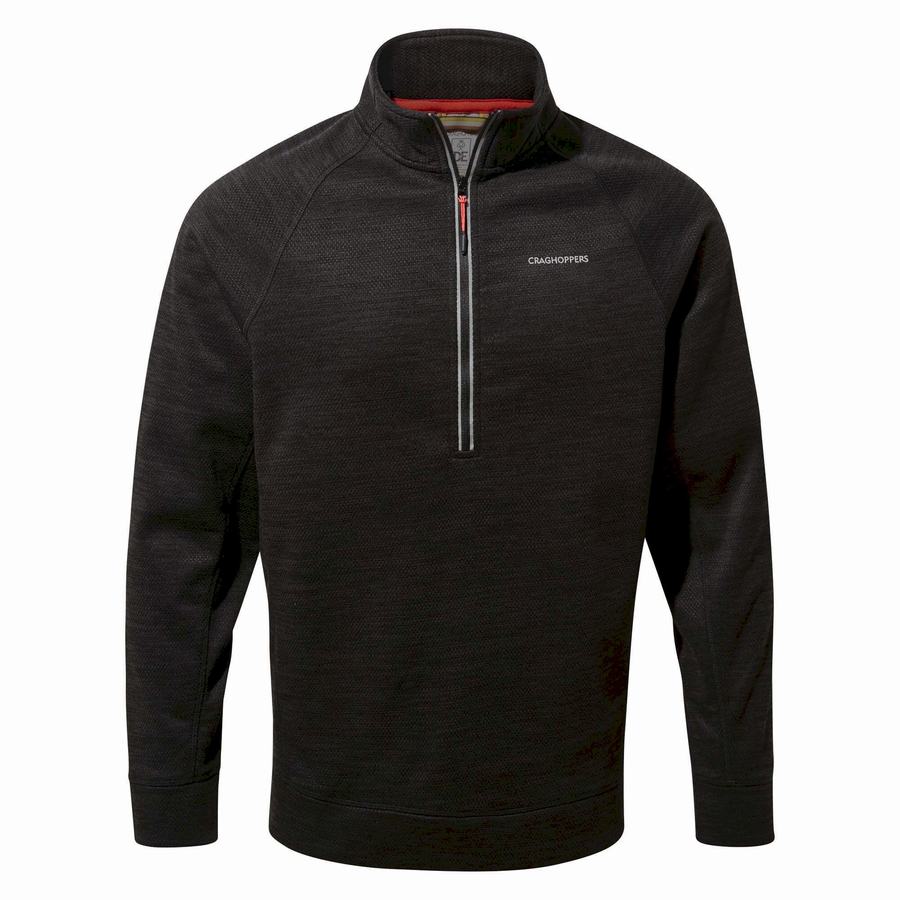 Black Craghoppers Stromer Half Men's Sweaters | FRM598ZL