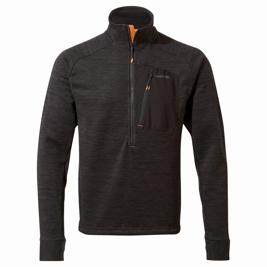 Black Craghoppers Tarbert Half Zip Men's Sweaters | GCF5351WT