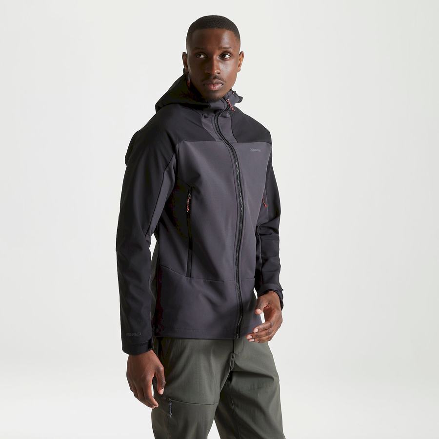 Black Craghoppers Tripp Hooded Men's Jackets | STA3069XG