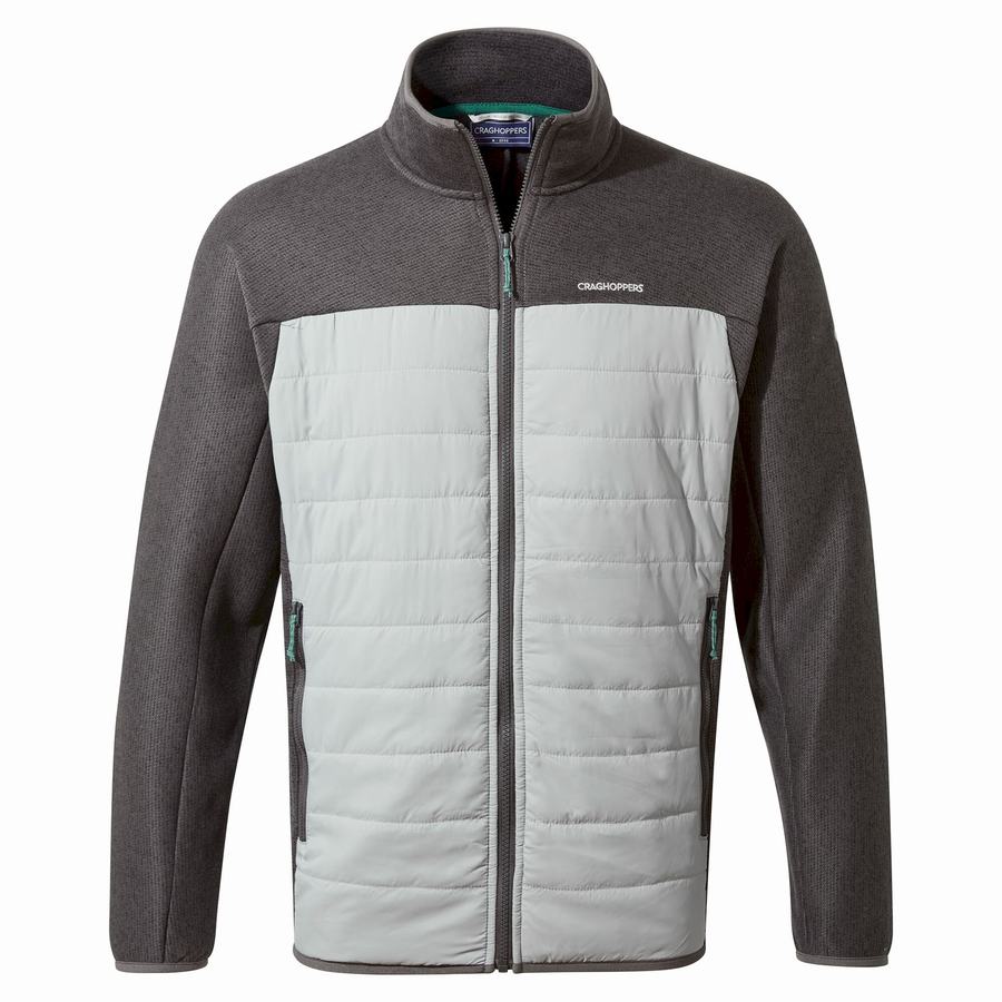 Black Grey Craghoppers Carson Hybrid Men's Jackets | DEX4655SQ