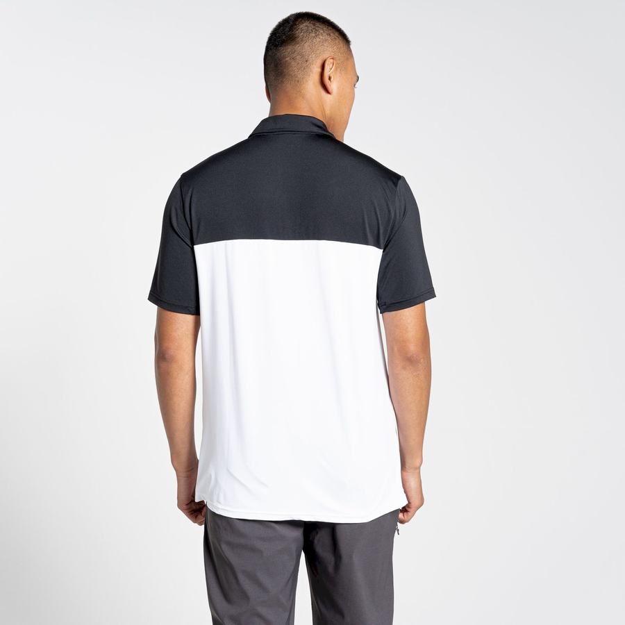 Black White Craghoppers NosiLife Pro Short Sleeved Polo Men's T-Shirts | NOB6459BV