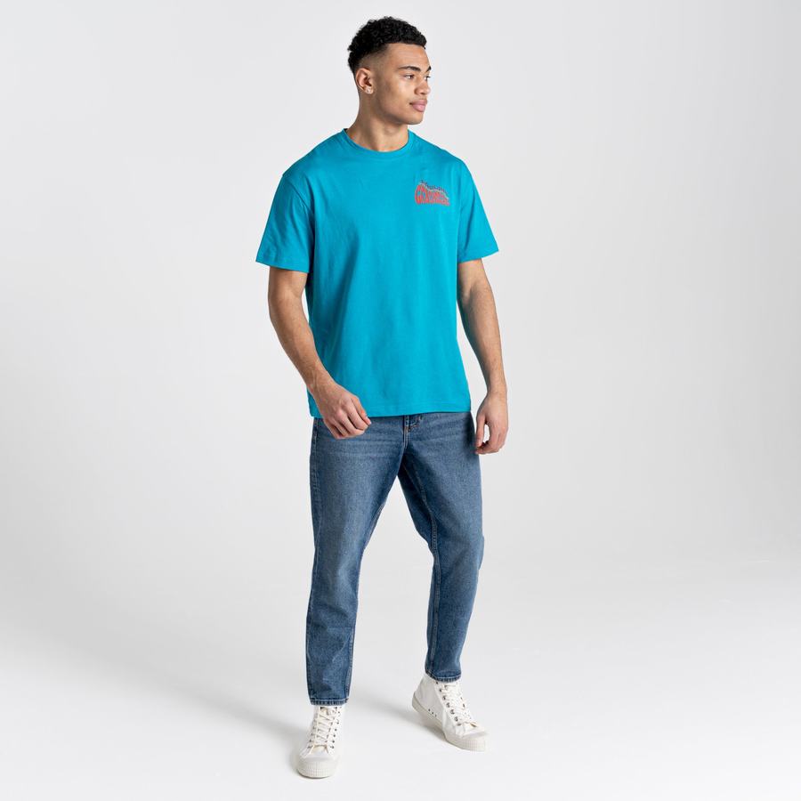 Blue Craghoppers Crosby Short Sleeved Men's T-Shirts | PTQ850EE