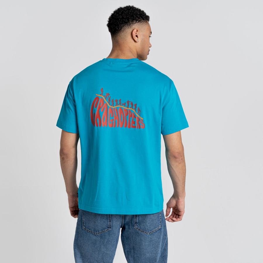 Blue Craghoppers Crosby Short Sleeved Men's T-Shirts | PTQ850EE