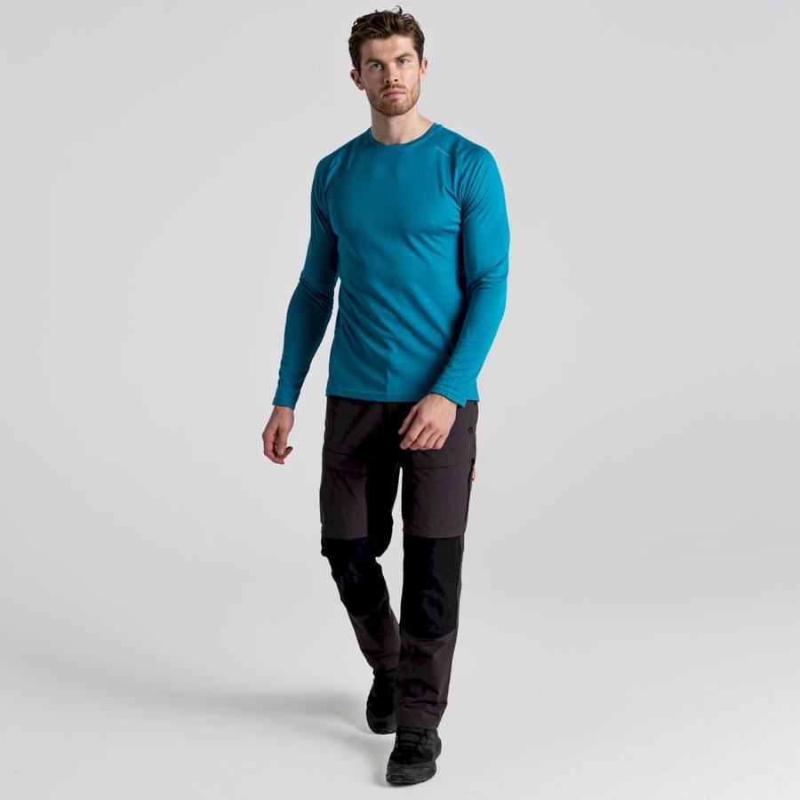 Blue Craghoppers Dynamic Pro Long Sleeved Men's T-Shirts | RCQ5375CG