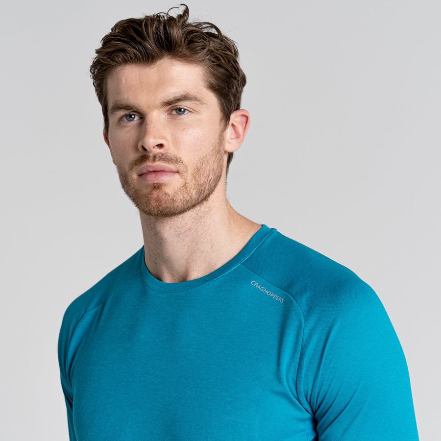 Blue Craghoppers Dynamic Pro Long Sleeved Men's T-Shirts | RCQ5375CG