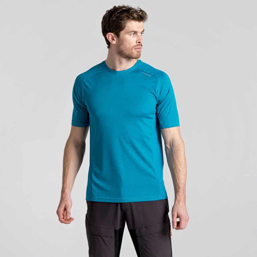 Blue Craghoppers Dynamic Pro Short Sleeved Men's T-Shirts | UPK9524LY