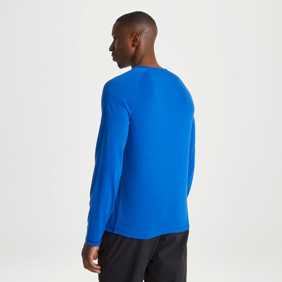 Blue Craghoppers First Layer Long-Sleeved Men's T-Shirts | DZS536EA