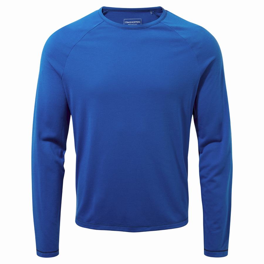 Blue Craghoppers First Layer Long-Sleeved Men's T-Shirts | DZS536EA