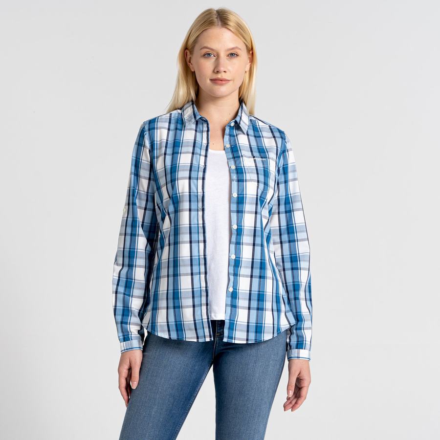 Blue Craghoppers Kiwi II Long Sleeved Women's Shirts | DBV2388CB