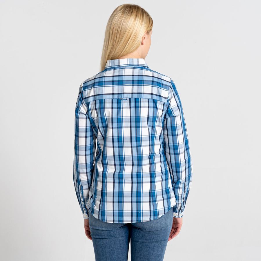 Blue Craghoppers Kiwi II Long Sleeved Women's Shirts | DBV2388CB