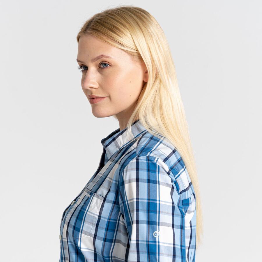 Blue Craghoppers Kiwi II Long Sleeved Women's Shirts | DBV2388CB