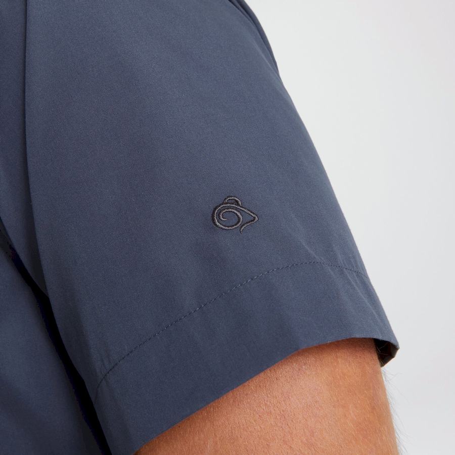 Blue Craghoppers Kiwi Short Sleeved Men's Shirts | QFD963TB