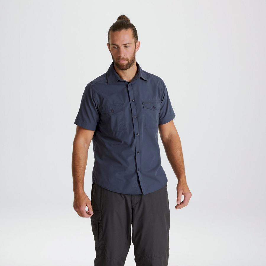 Blue Craghoppers Kiwi Short Sleeved Men's Shirts | QFD963TB