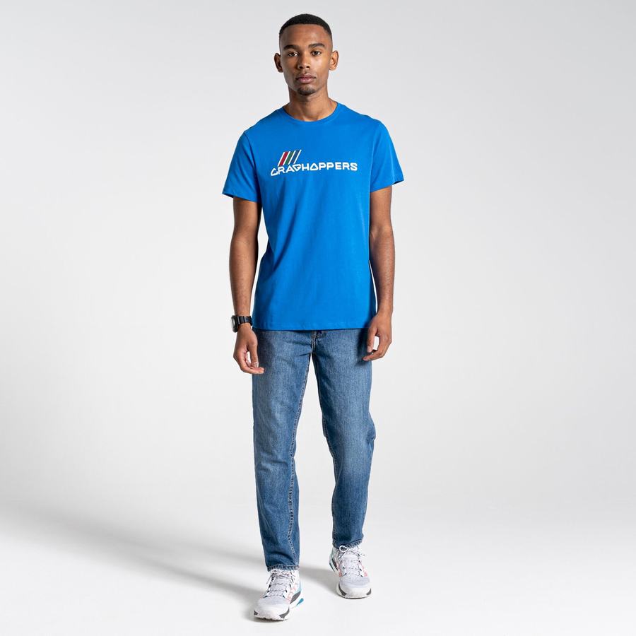 Blue Craghoppers Lugo Short Sleeved Men's T-Shirts | KDM7041GT