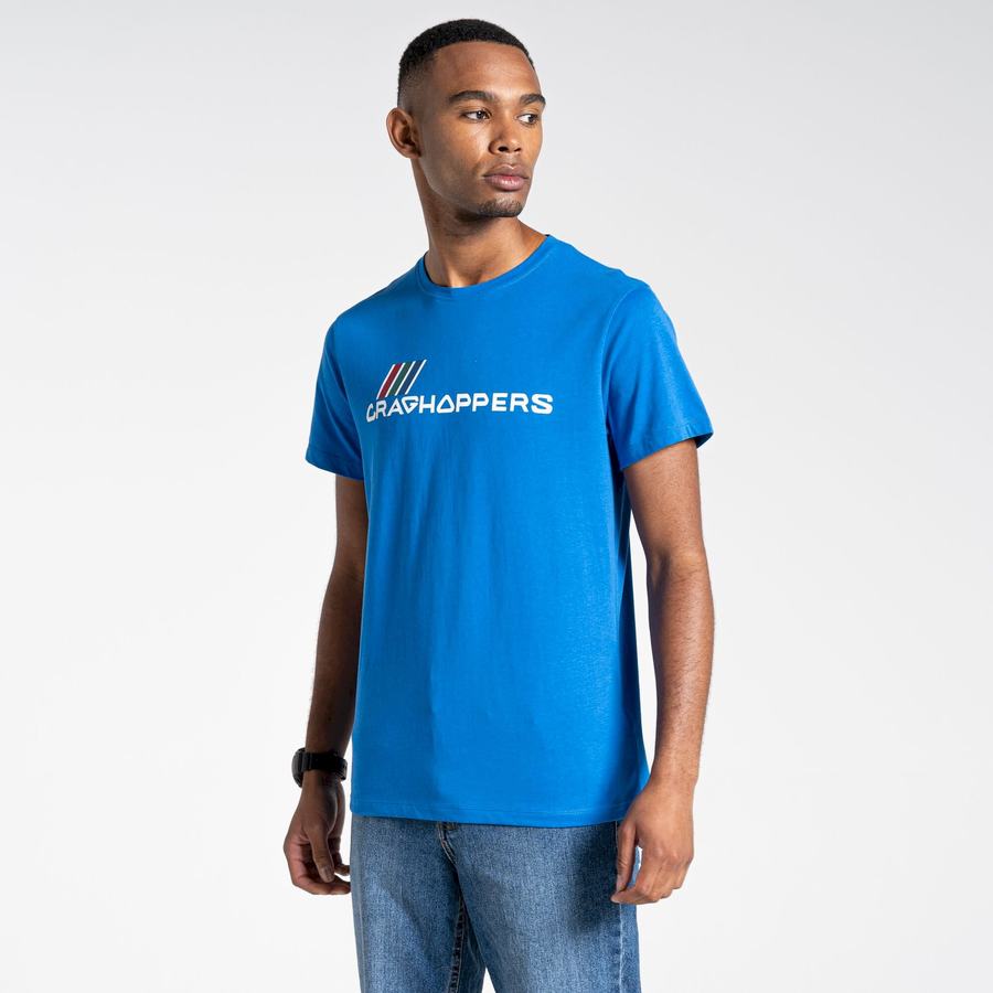 Blue Craghoppers Lugo Short Sleeved Men's T-Shirts | KDM7041GT