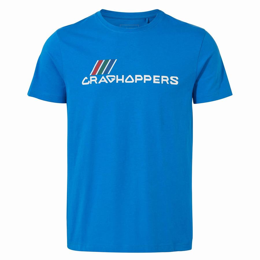 Blue Craghoppers Lugo Short Sleeved Men\'s T-Shirts | KDM7041GT