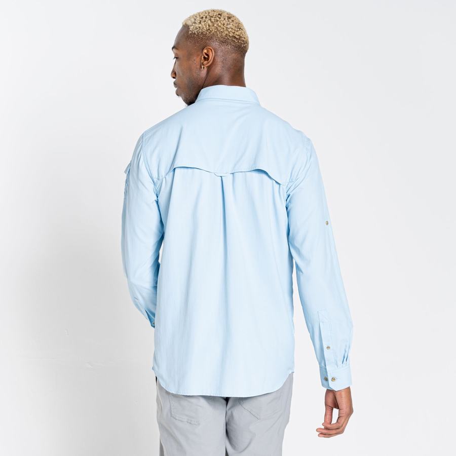 Blue Craghoppers NosiLife Adventure II Long Sleeved Men's Shirts | ADH8512SW