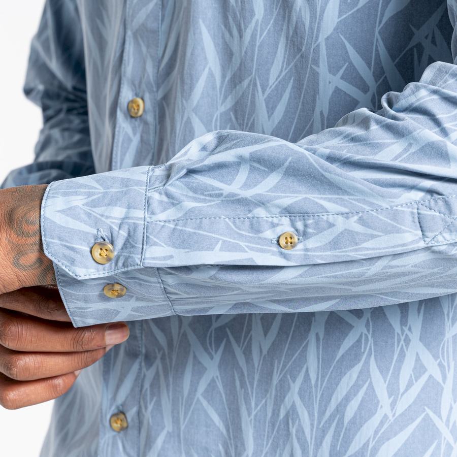 Blue Craghoppers NosiLife Pinyon Long Sleeved Men's Shirts | CXS6383EJ