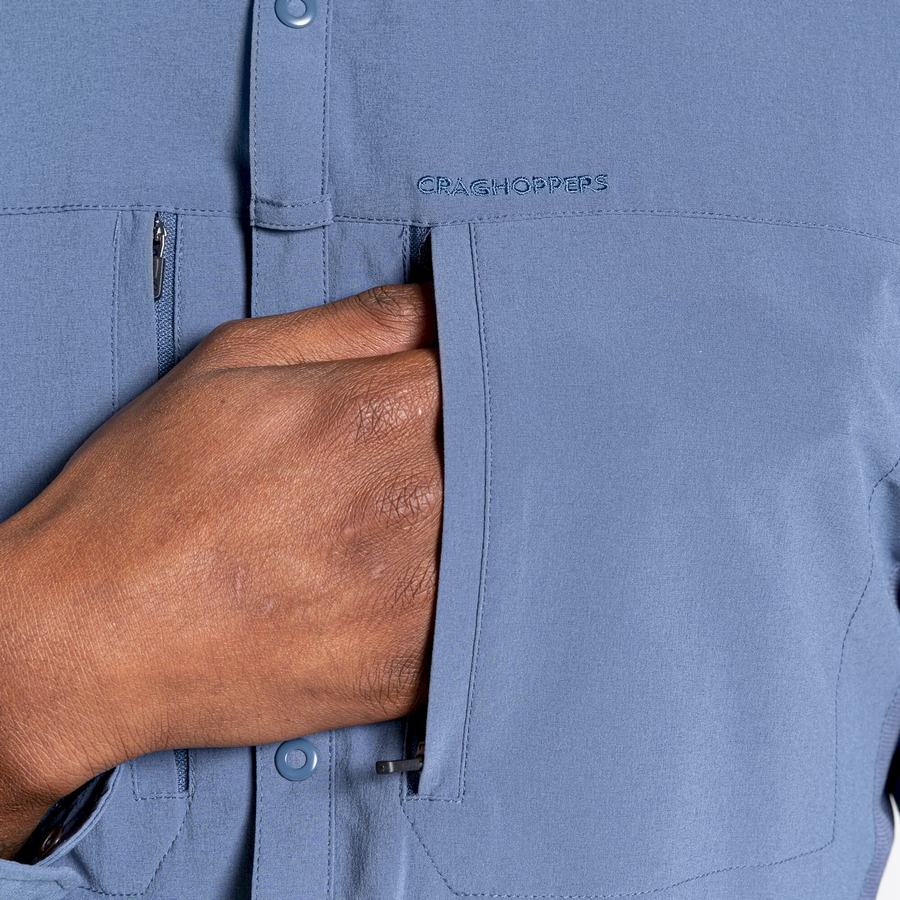 Blue Craghoppers NosiLife Pro IV Long Sleeved Men's Shirts | OJS6983DD