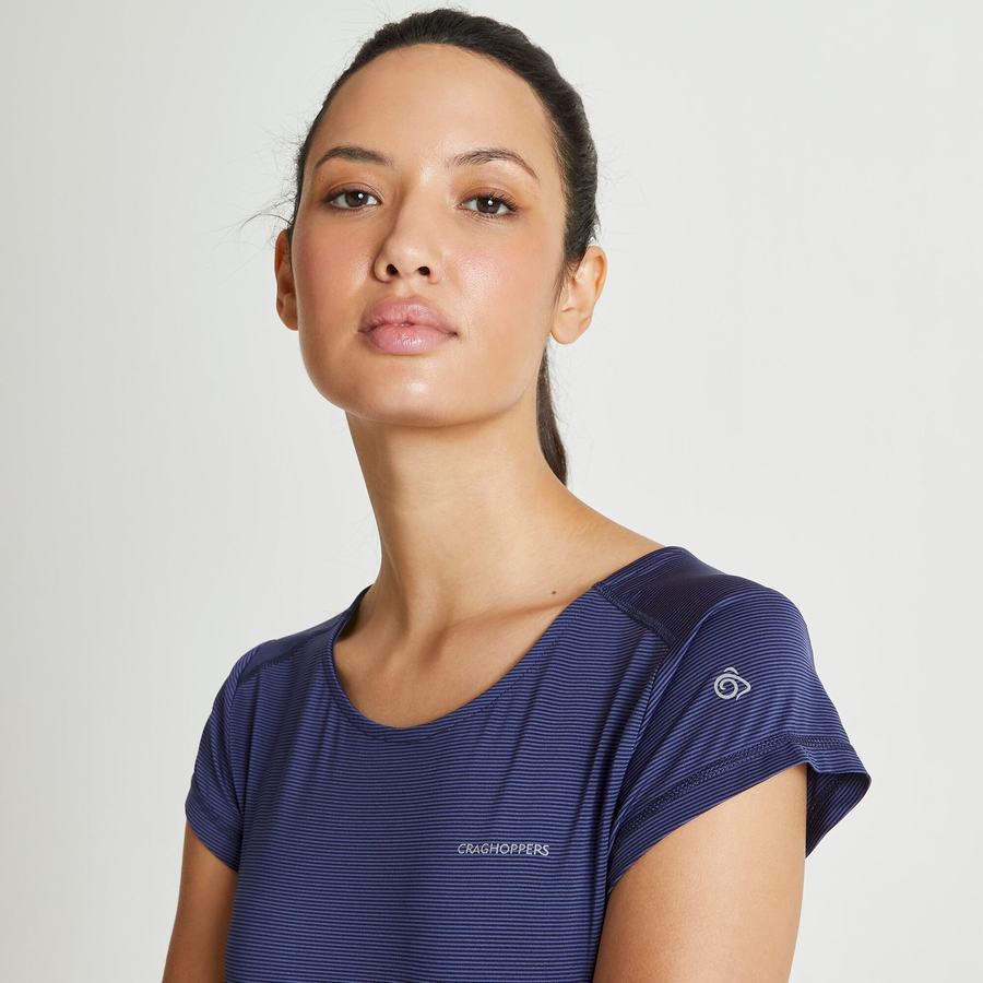 Blue Navy Craghoppers Atmos Short Sleeved Women's T-Shirts | LES795EK