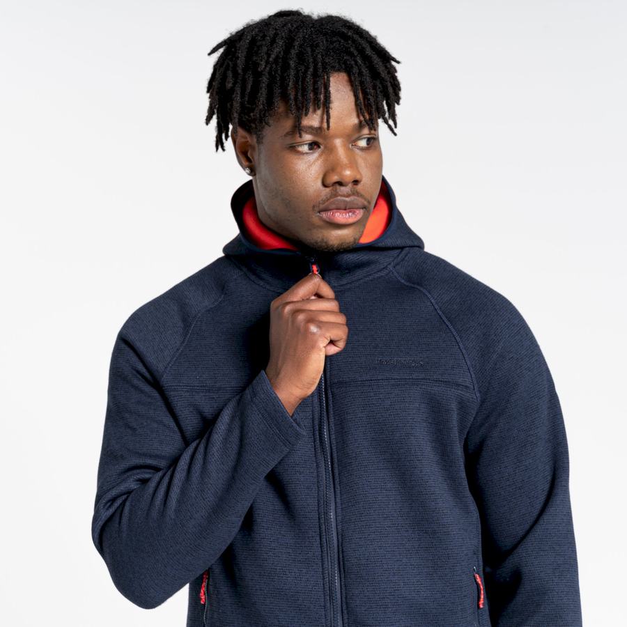 Blue Navy Craghoppers Brayden Hooded Men's Sweaters | AGG5332DJ