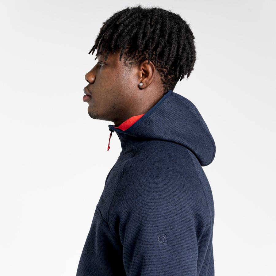 Blue Navy Craghoppers Brayden Hooded Men's Sweaters | AGG5332DJ