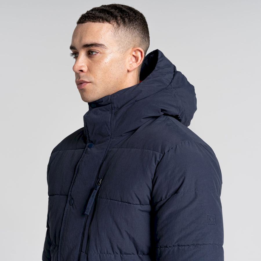 Blue Navy Craghoppers Dunbeath Insulated Hooded Men's Jackets | WZN9782XP