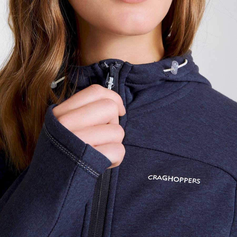 Blue Navy Craghoppers Dynamic Hooded Half Zip Women's T-Shirts | WNX629HE