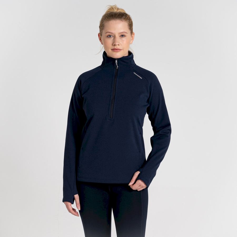 Blue Navy Craghoppers Dynamic Pro Half Zip Women's Sweaters | JUA2852NH