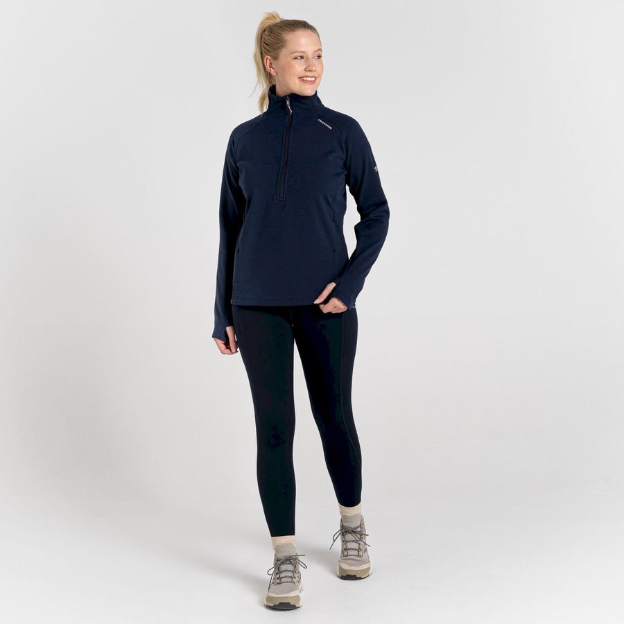 Blue Navy Craghoppers Dynamic Pro Half Zip Women's Sweaters | JUA2852NH