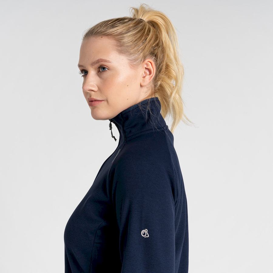 Blue Navy Craghoppers Dynamic Pro Half Zip Women's Sweaters | JUA2852NH