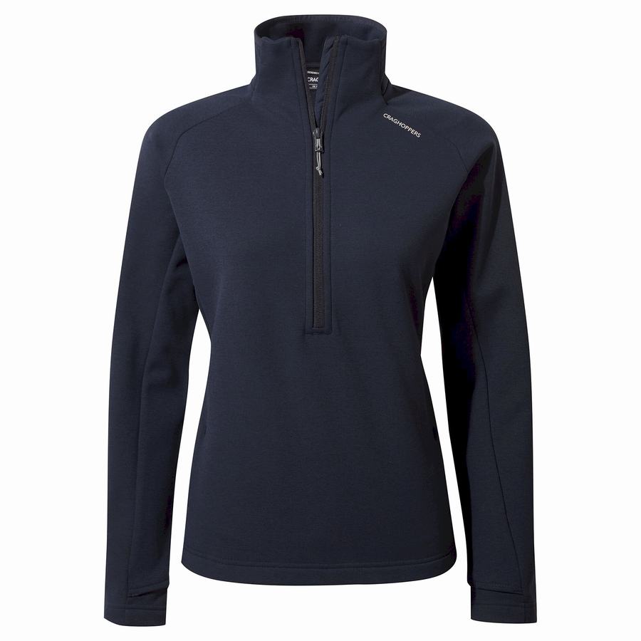 Blue Navy Craghoppers Dynamic Pro Half Zip Women's Sweaters | JUA2852NH