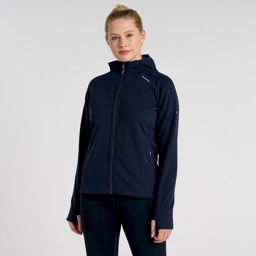 Blue Navy Craghoppers Dynamic Pro Hooded Women's Sweaters | ESA10098AM