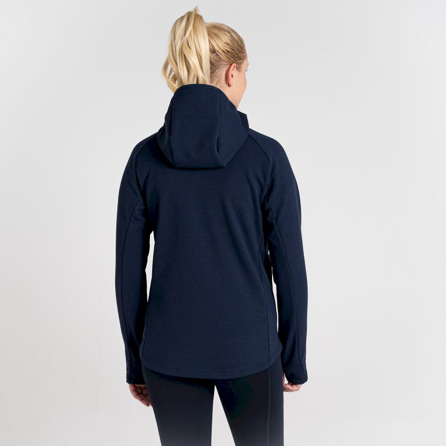 Blue Navy Craghoppers Dynamic Pro Hooded Women's Sweaters | ESA10098AM