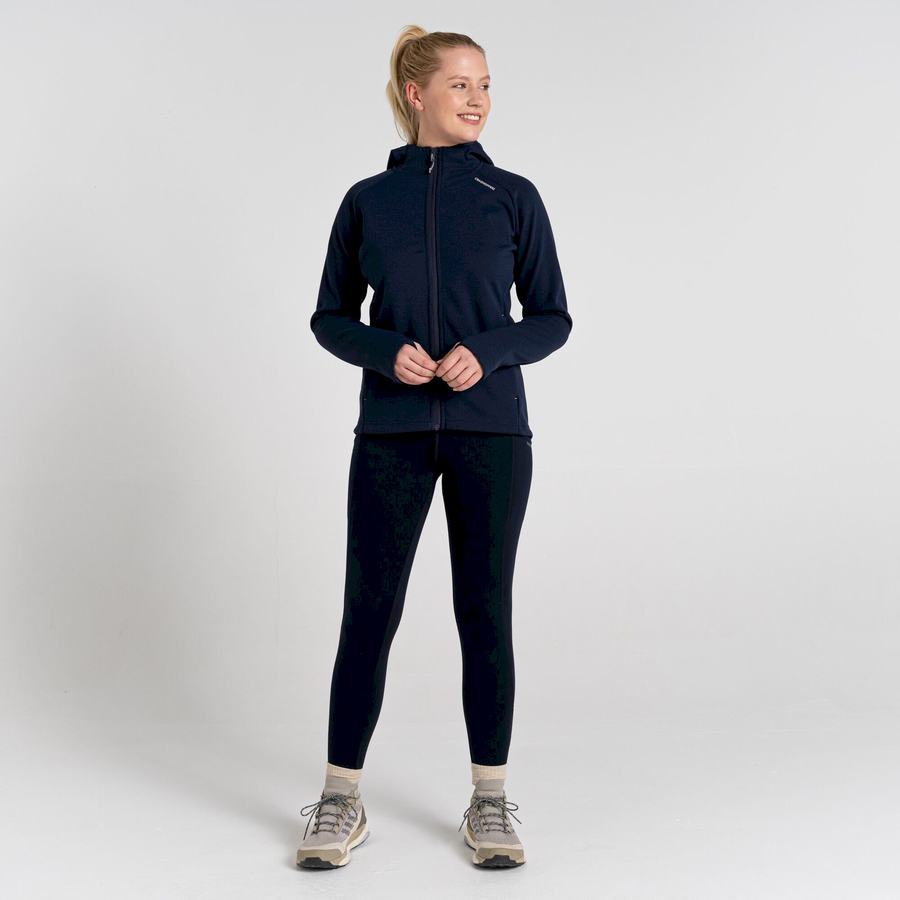 Blue Navy Craghoppers Dynamic Pro Hooded Women's Sweaters | ESA10098AM