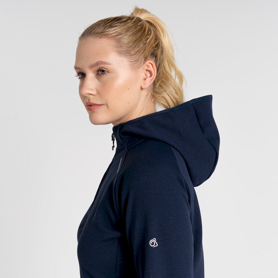 Blue Navy Craghoppers Dynamic Pro Hooded Women's Sweaters | ESA10098AM