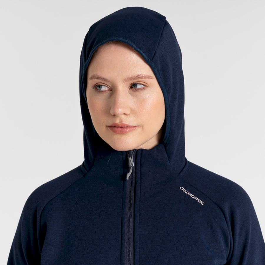 Blue Navy Craghoppers Dynamic Pro Hooded Women's Sweaters | ESA10098AM