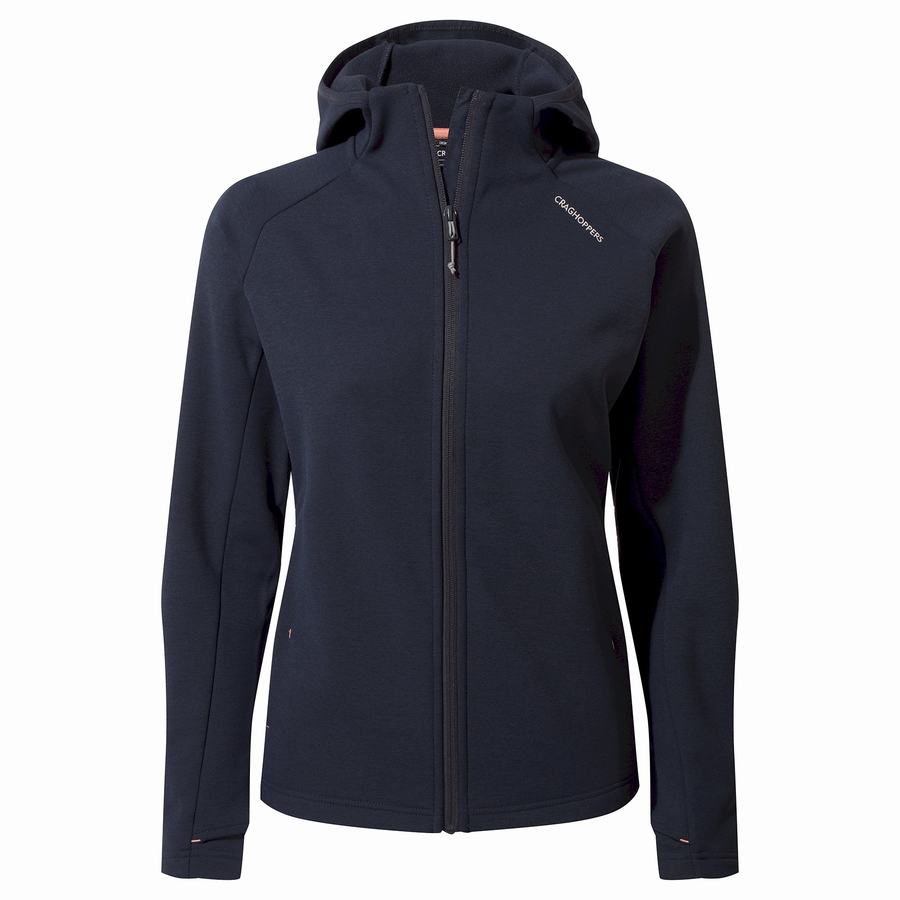 Blue Navy Craghoppers Dynamic Pro Hooded Women's Sweaters | ESA10098AM