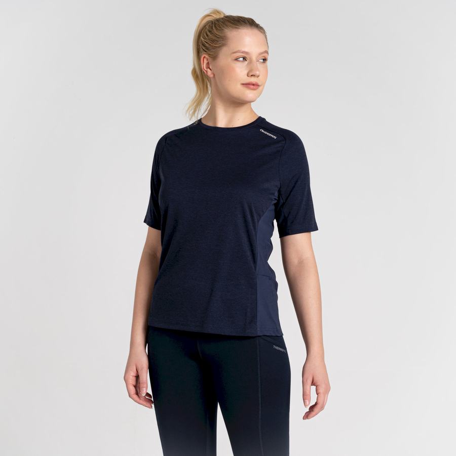 Blue Navy Craghoppers Dynamic Pro Short Sleeve Women's T-Shirts | RUL8177QG