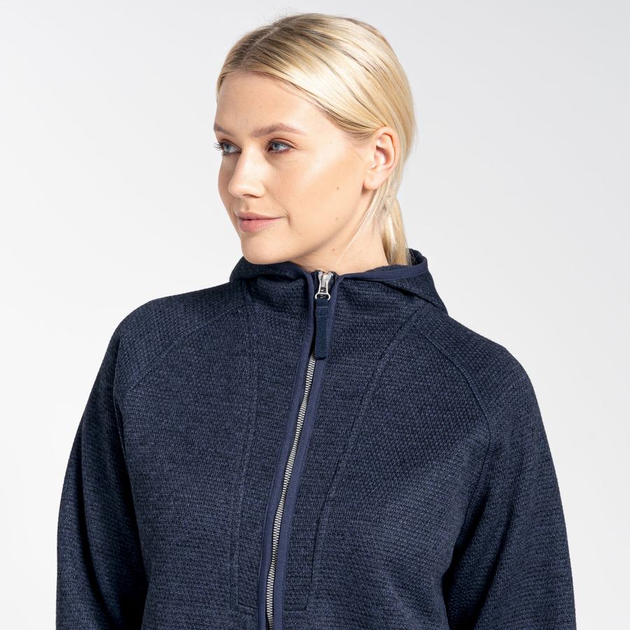 Blue Navy Craghoppers Elena Hooded Women's Sweaters | PHN6557JC