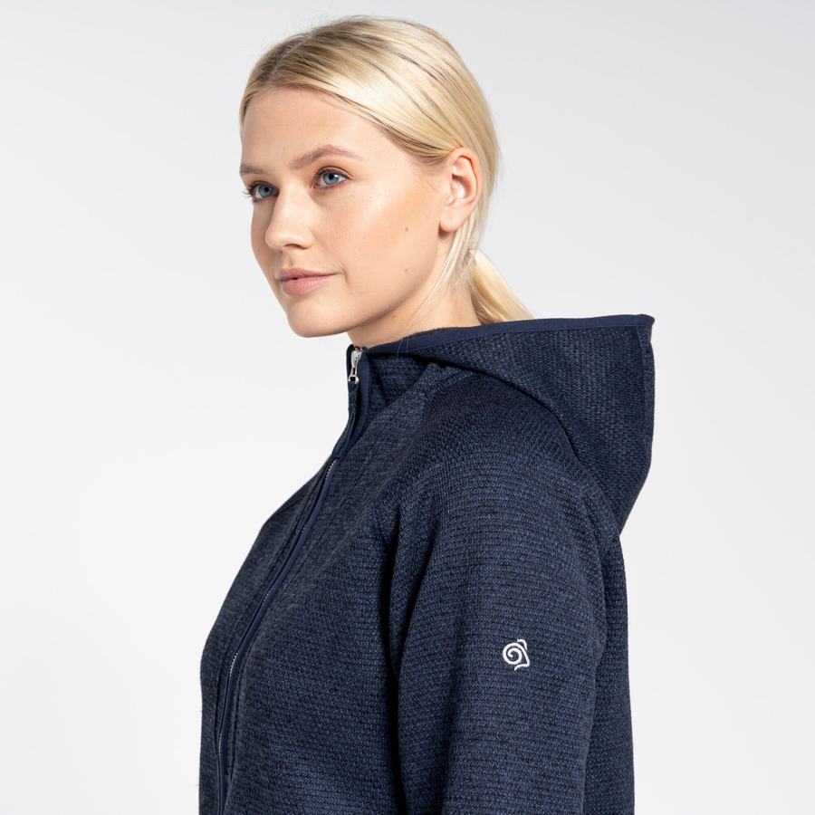 Blue Navy Craghoppers Elena Hooded Women's Sweaters | PHN6557JC