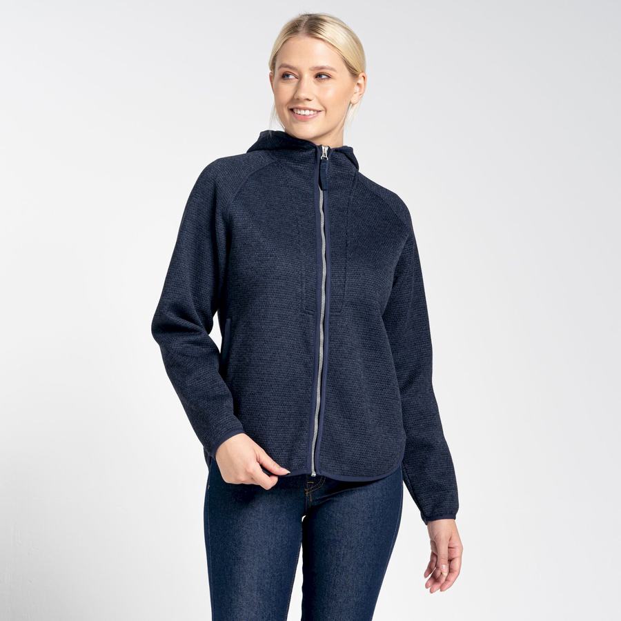 Blue Navy Craghoppers Elena Hooded Women's Sweaters | PHN6557JC