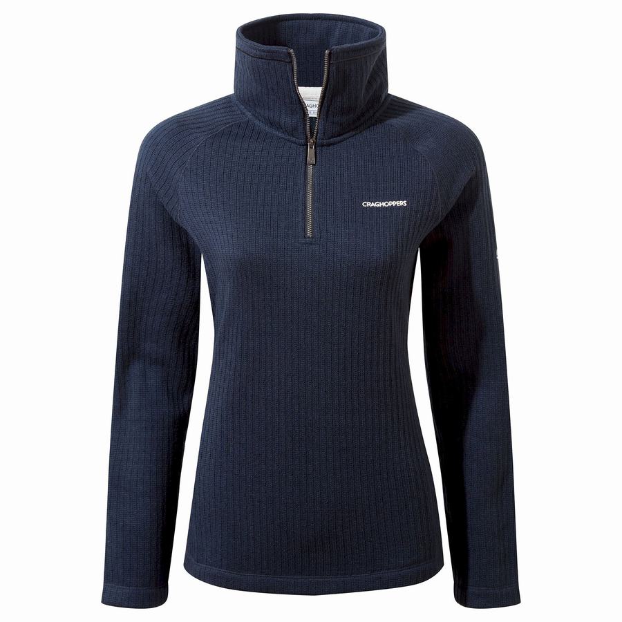 Blue Navy Craghoppers Eveline Half Zip Women's Sweaters | IEZ1056PQ