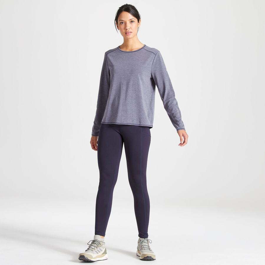 Blue Navy Craghoppers First Layer Long Sleeved Women's T-Shirts | UER1568SW