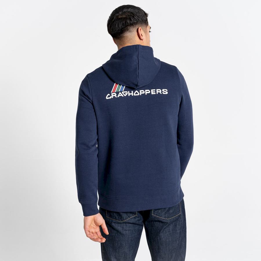 Blue Navy Craghoppers Lautner Hooded Men's Sweatshirts | ZEA421OK