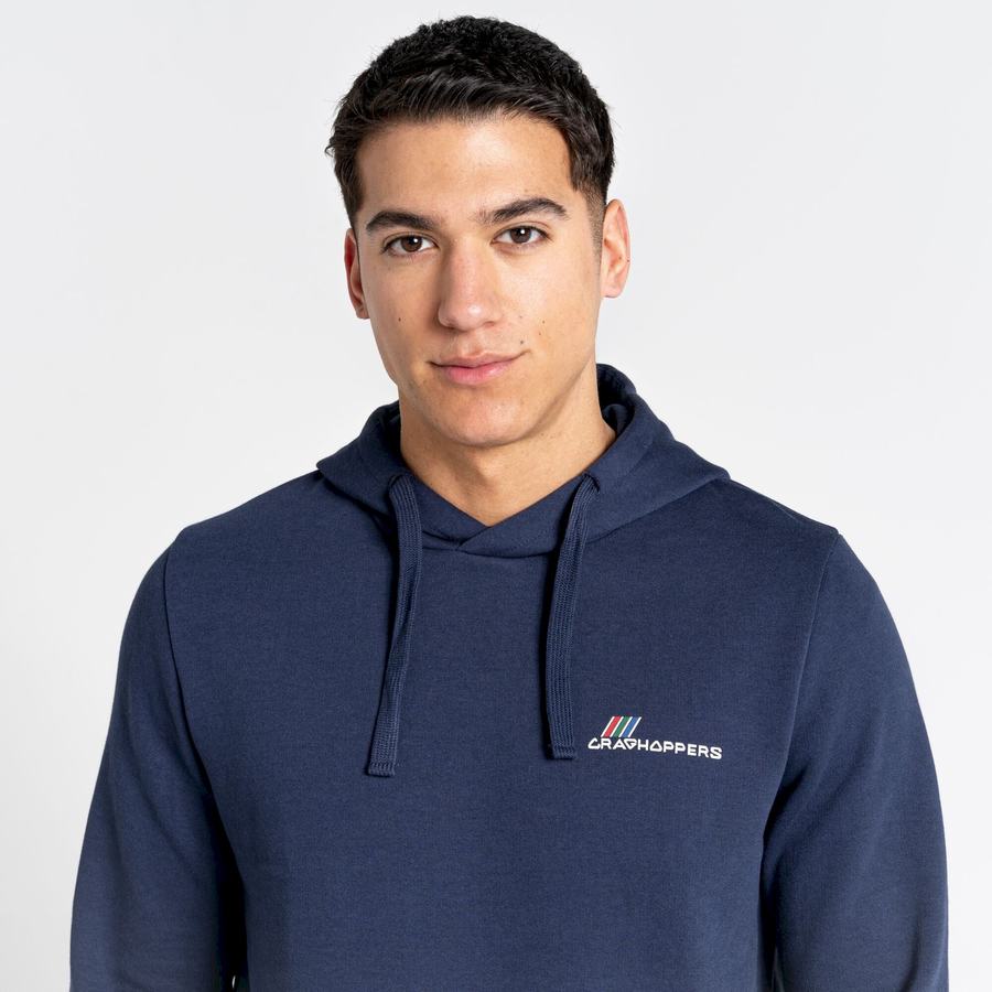 Blue Navy Craghoppers Lautner Hooded Men's Sweatshirts | ZEA421OK