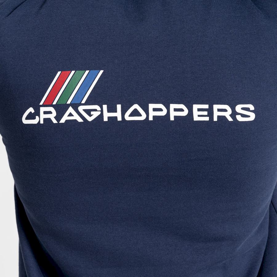 Blue Navy Craghoppers Lautner Hooded Men's Sweatshirts | ZEA421OK