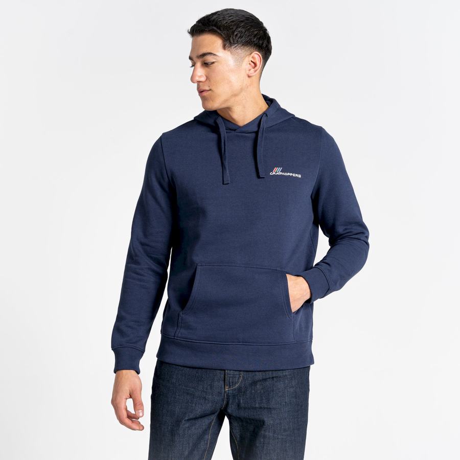 Blue Navy Craghoppers Lautner Hooded Men's Sweatshirts | ZEA421OK