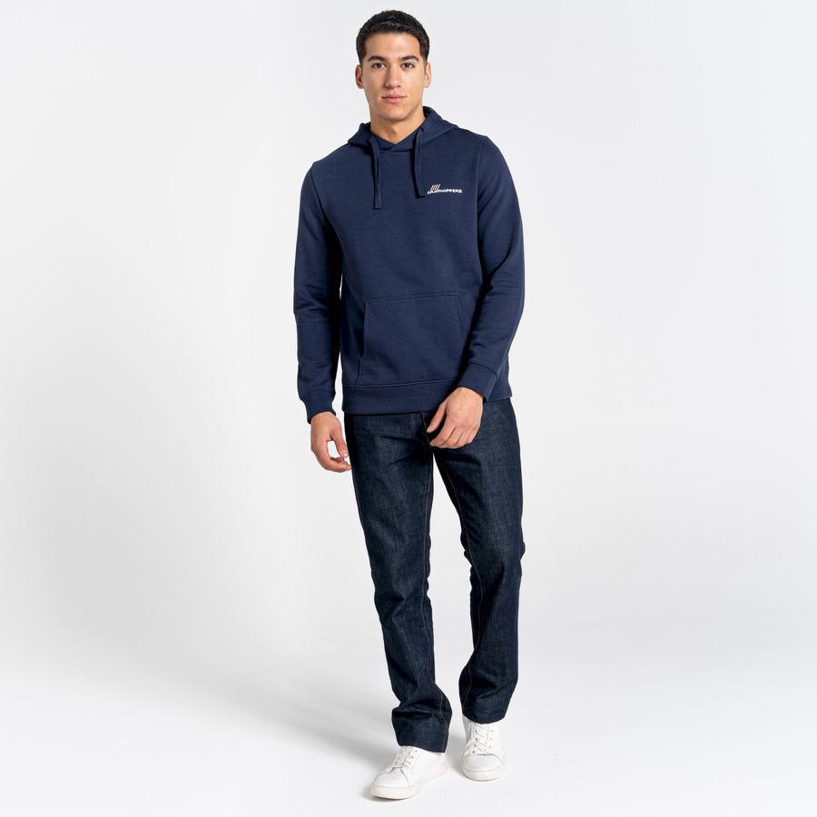 Blue Navy Craghoppers Lautner Hooded Men's Sweatshirts | ZEA421OK